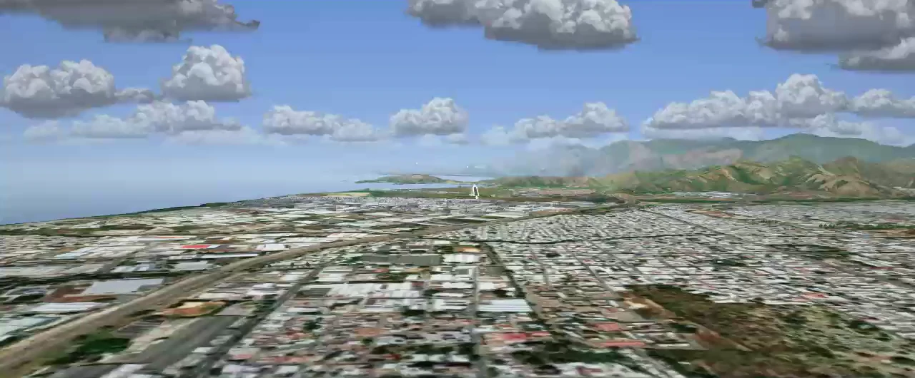 Vista aérea de una ciudad venezolana con montañas, generada con imagen satelital